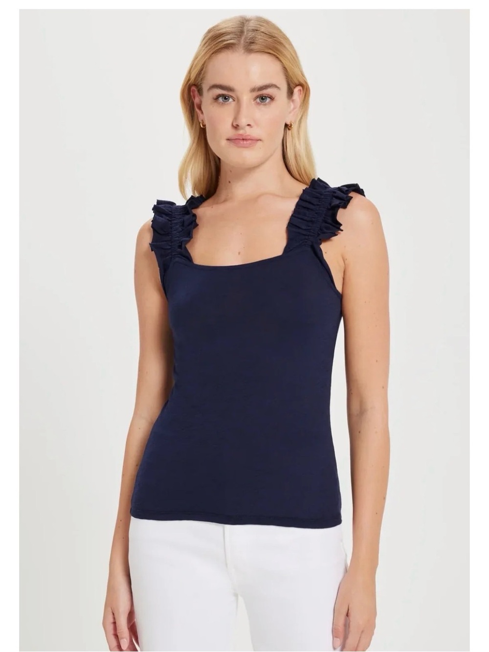 Goldie phoebe ruffle tank in navy - size M